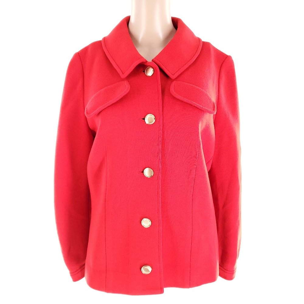 Vintage Kimberly Women Jacket Cardigan Button Knit 100% Pure Wool Red Size L